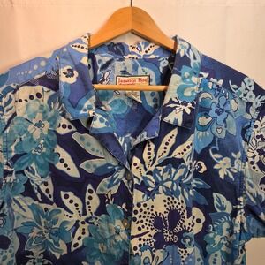 Jamaica Bay Women's Buttondown XL Navy Short Sleeve Floral Tropical Beach Resort